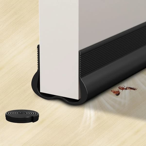 2 Svarta - 93cm Flexibla PVC Dörrtätningar, 1/2 Pack, Dammtäta, Värmeisolering, Vindtäta, Ljudisolerade