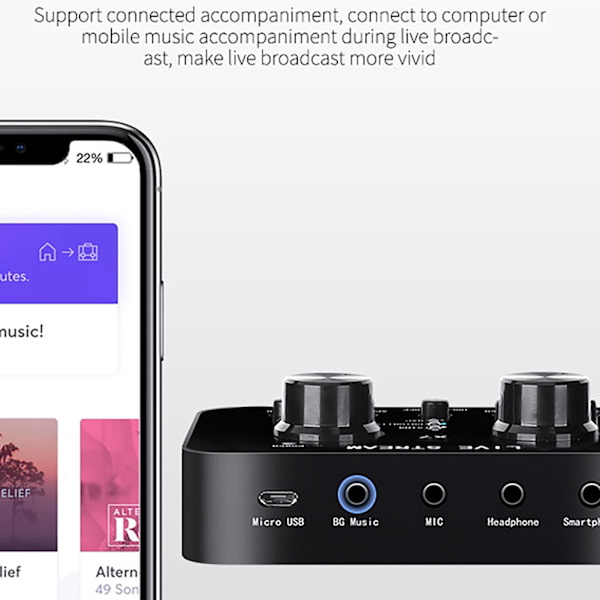 K-song Live lydkort Effektivt lydgrensesnitt Podcast-utstyr for KTV Spesialtilbehør default