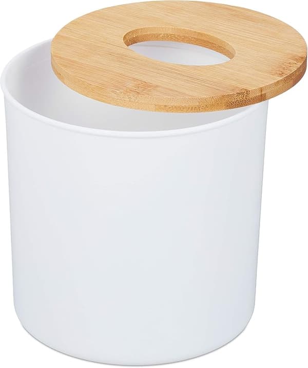 Plastik Tissue Box Bambus Låg Moderne Design Hvid
