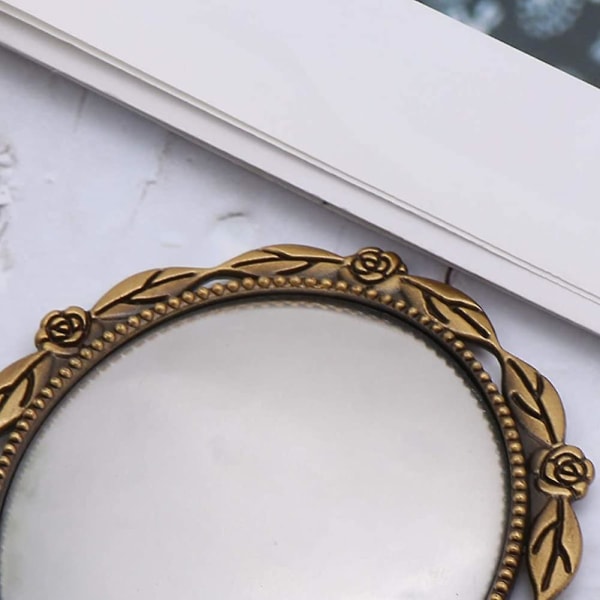Vintage hånd spejl retro mønster håndtag makeup spejl præget blomst antik