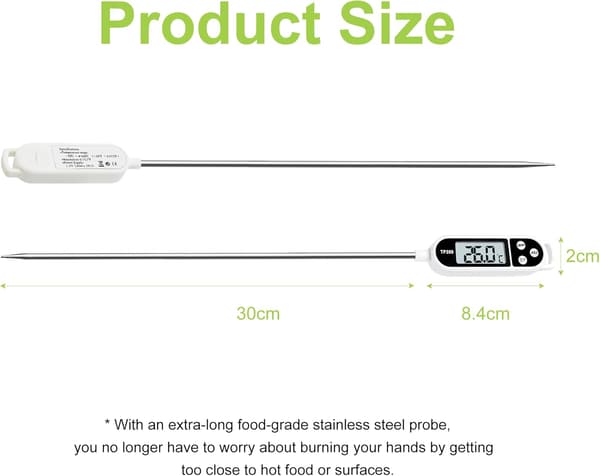 Matlagningstermometer, snabbläsande matlagningstermometer med lång sond och LCD-display, digital kökstermometer köttermometer för matlagning