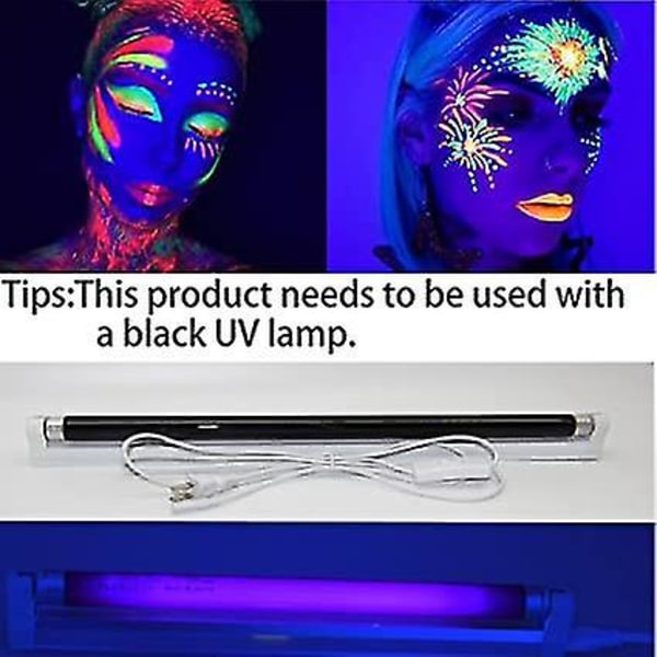 Neon Glow In The Dark Ansiktsfärgkritor, UV-kropp Svart Ljus Glöd Makeup Sticks Markörer För Mardi Gras Halloween maskerader