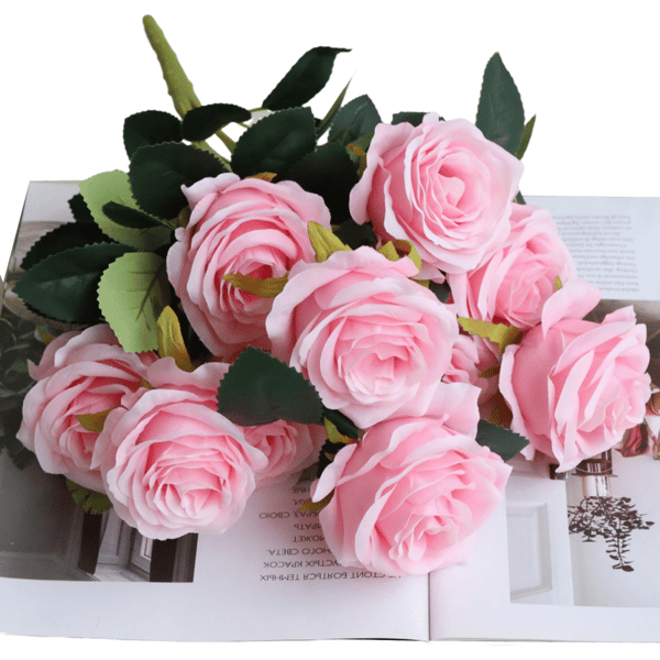 Kunstige roser, rosa, 1 bunt
