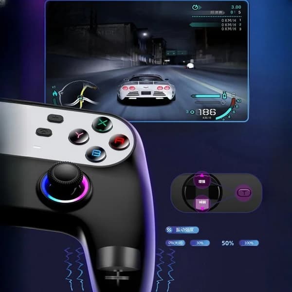 Rosa Streaming Spelkontroll för PS4 med 6-Axis Gyroskop & Linjära Knappar, Kompatibel med Android/iOS