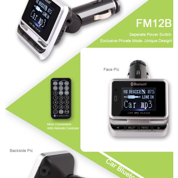 Bil bluetooth mp3-stöd plug-in kort spelar låt FM-sändare ljudingång