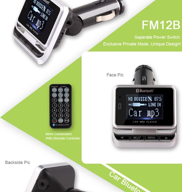 Bil bluetooth mp3-understøttelse plug-in-kort, der spiller sang FM-sender lydindgang
