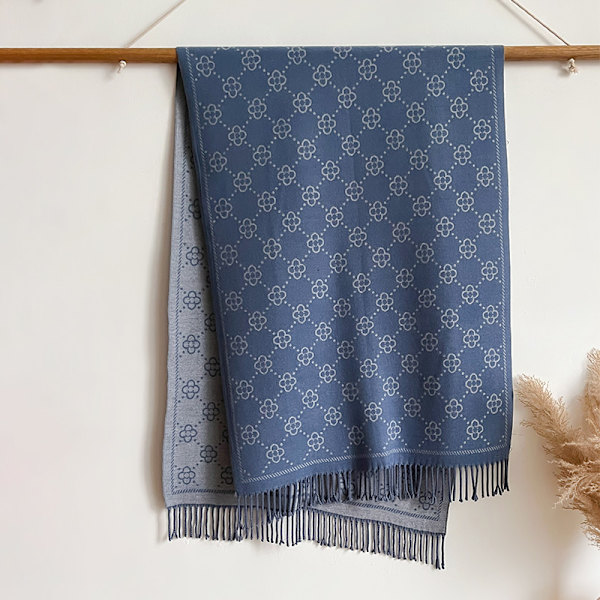 Jacquard-designet vinter dobbeltsidet tørklæde cashmere blød varm lang kvast cashmere sjal kold vindsikkert tæppe tørklæde 4
