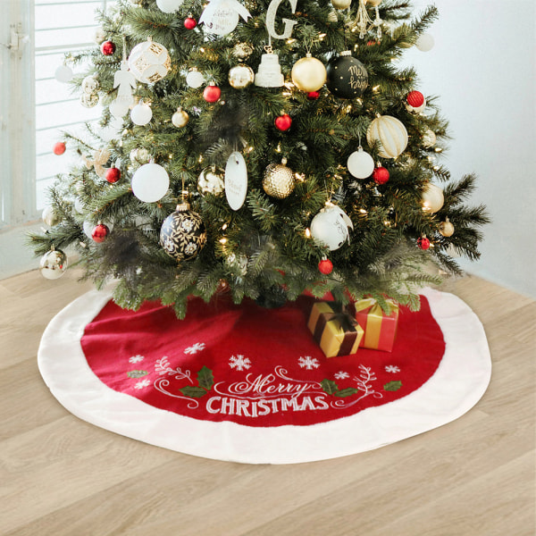 Juletreskjørt Merry Christmas Christmas tree skjørt Juletrebunndekorasjon (48 tommer)