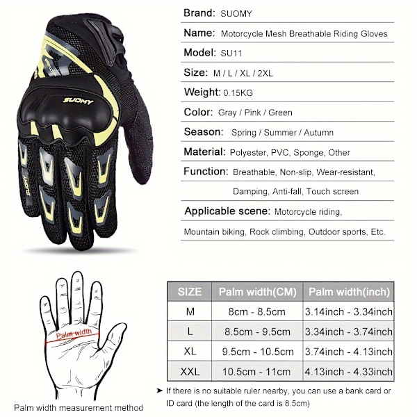 Moottoripyöräilykäsineet miehille Kesämoottoripyöräilykäsineet Kosketusnäyttöpyöräilykäsineet Suojaavat käsineet 3
