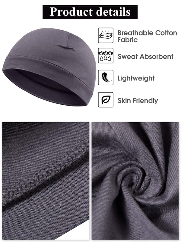 Pieces Herr Skull Caps Mjuka Bomulls Beanies Stretchiga Hjälmfoder Multifunktionella Huvudbonader för Män Kvinnor-14651