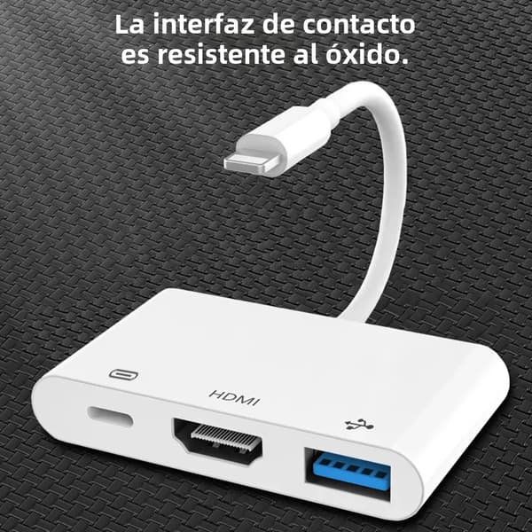 Lightning til HDMI-adapter til iPhone iPad til TV, dobbelt USB OTG-adapter til livestreaming med opladning, kompatibel med iPhone