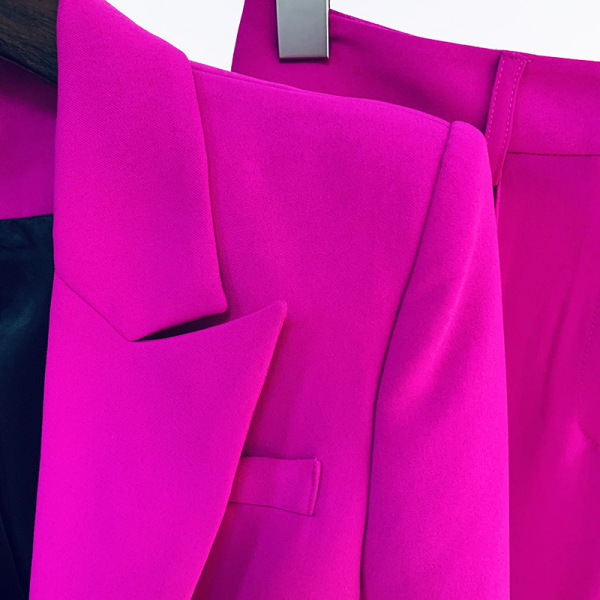 2-osainen ammattimainen muodikas yksinappulainen keskipitkä puku + levenevät housut (violetti-L koko)