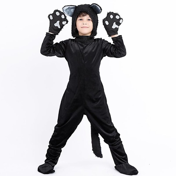 Familie Kattekostume Sort Sød Kat Cosplay Til Børn Halloween Kostume Kat Fancy Kvinder Kjole Dyr Jumpsuit Mænd Drenge Women L