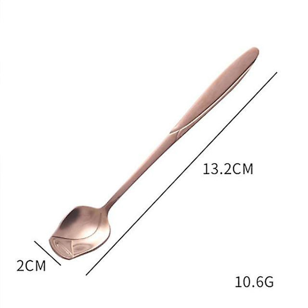 Högkvalitativ Ros-Sked Långt Handtag Gyllene Sked Söt Tesked Kaffeomrörare Dessert Honung Sallad Dryckeskedar Bordsporslin