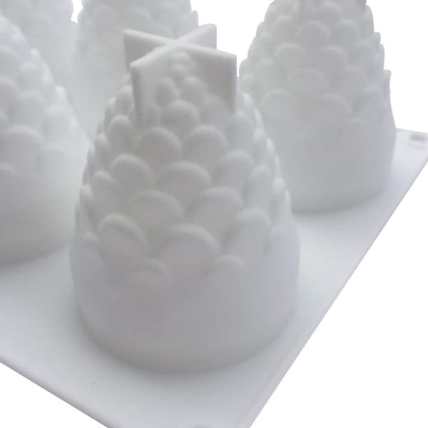 Silikonkakeform, dessertform, is, sjokolade, bakverk, 8-hulls bakeform, kongle/ananasform
