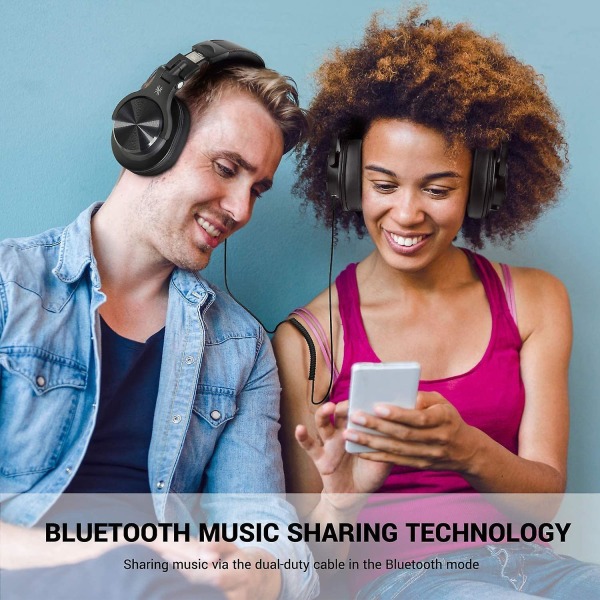 Bluetooth hörlurar 50 timmars batteritid OneOdio A70 trådlösa ljudhörlurar med CVC 8.0 brusreducerande mikrofon, studiohörlurar, monitor