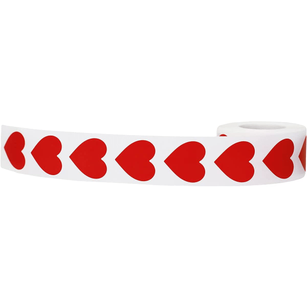 Röda hjärtaklistermärken, 25 mm 1 tums alla hjärtans dag-etiketter 500-pack