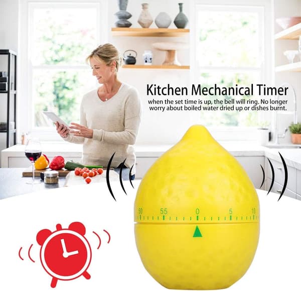 Køkkenapparater Mekanisk Timer, ABS Mekanisk Køkken Timer, Op til 60 Minutter, Citronform