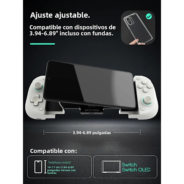 D8 Blågrønn Bluetooth 5.2 Teleskopisk Spillkontroller, Kompatibel med Android, iOS, PS3, PS4, Switch, iPad