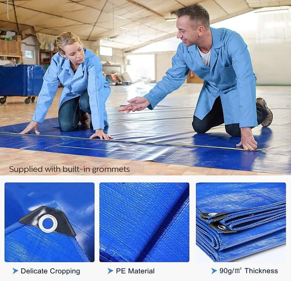 Vanntett og UV-bestandig multifunksjonell presenning - 90 g/m² - 3 x 3 m (blå)