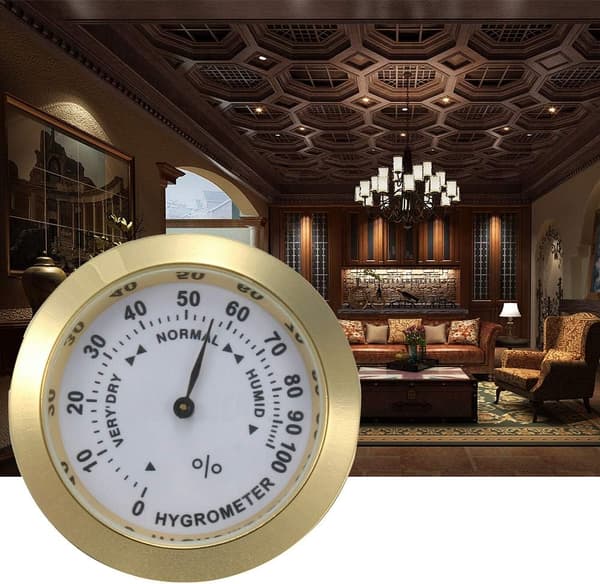 Analog cigarrhygrometer, precisions rund glashygrometer för cigarrlåda, cigarrskåp