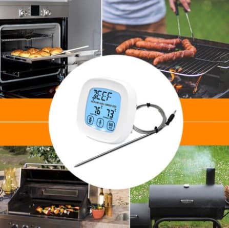 Berøringsskjerm Timer Ovn Termometer Baking Digital Mat Grill Termometer Kjøkken Elektronisk Termometer med 1 Probe og en Timer Hvit A
