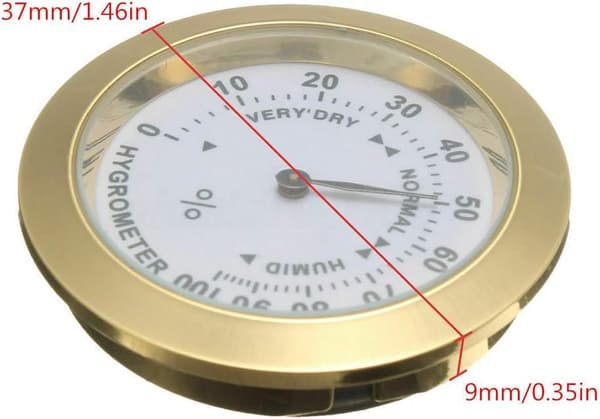 Analog cigarrhygrometer, precisions rund glashygrometer för cigarrlåda, cigarrskåp