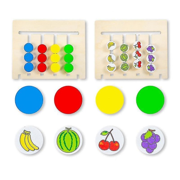 Trä pedagogiska leksaksfärger Dubbelsidigt matchande spel Logiskt resonemang Träning pedagogiska leksaker för barn The Fruit Section