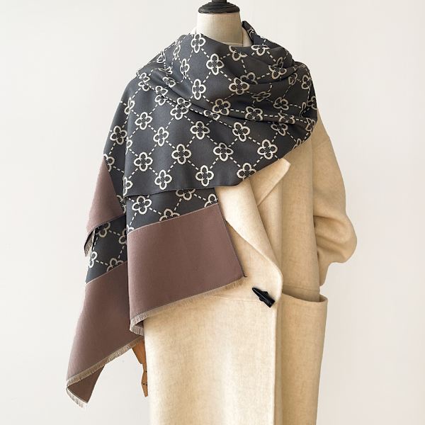 Varm Sjal Kvinna Scarf Cashmere Vinterfilt Sjal Casual Tryckt Resa Cape Sjal 3
