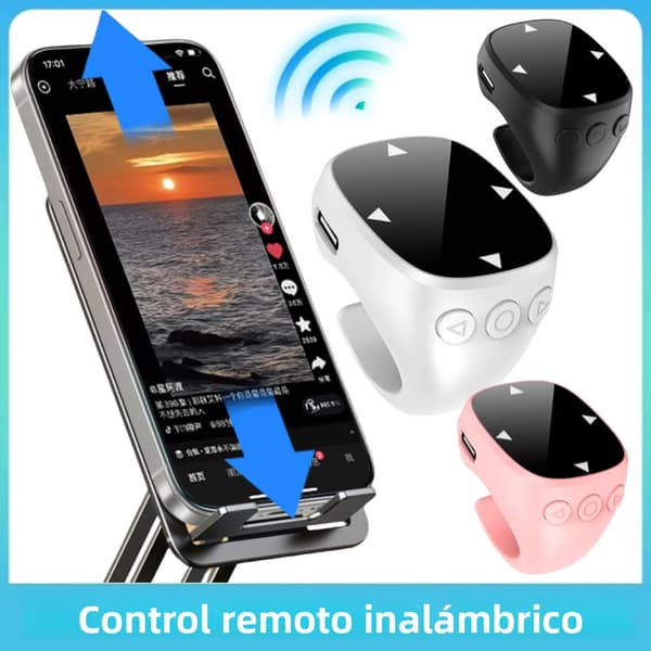 Bluetooth 5.3 trådløs fjernkontroll for videoskrolling, selfie, e-boklesing, svart Black