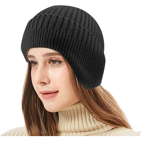Vinterlue med øreklaffer Ulllue Hodevarmer Beanie for menn og kvinner Utendørs 2