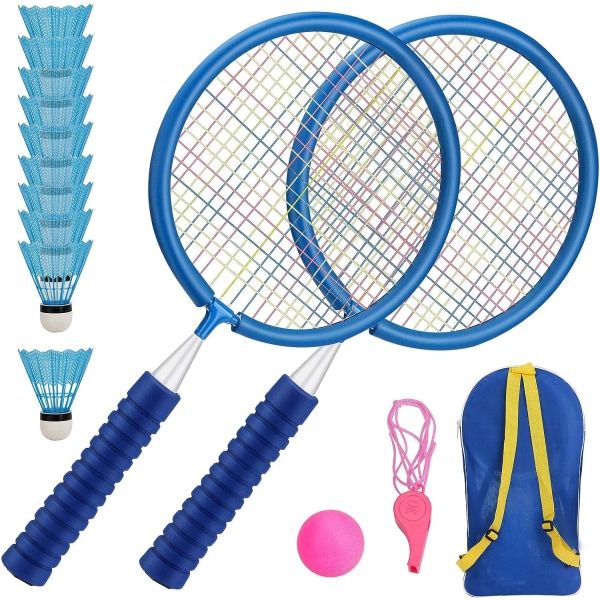 Badminton Tennisracketer (Blå)Sett Tennis Utendørsspill Ball Utendørs Strandleke for barn 3 4 5 år gammel