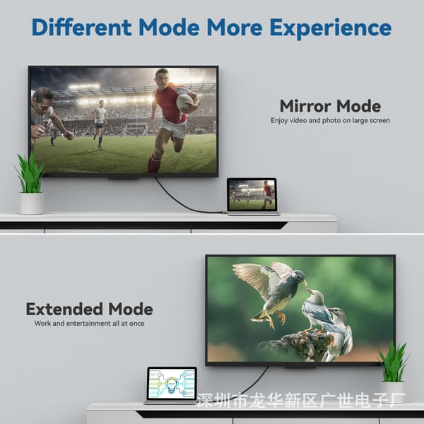 1M USB C til HDMI 4K-kabel, flettet Type-C til HDMI-adapter kompatibel med Thunderbolt 5/4/3, til telefon, bærbar computer, tablet 1M