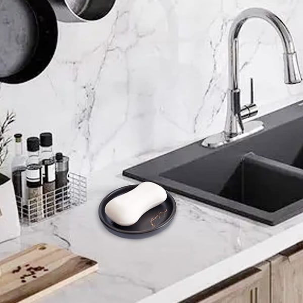 2st rund keramisk tvålbricka i marmor, tvålhållare i modern design för  badrum eller kök, behållare för svampar, handtvålskål (d-4d) black d669 |  black | Fyndiq