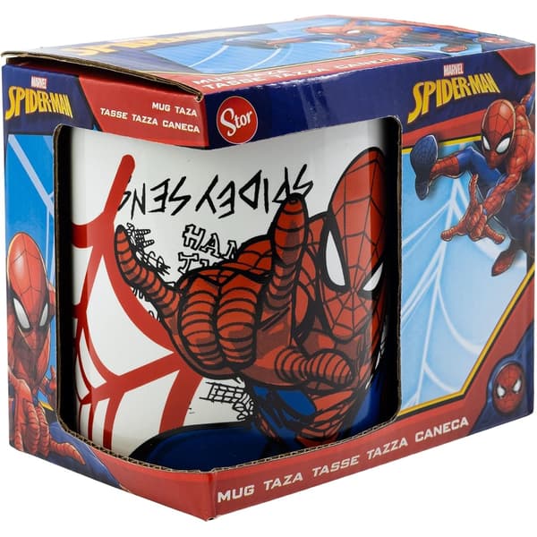 Keramisk mugg med tecknad figur, 325 ml i presentförpackning, Spindelmannen-inspirerad design