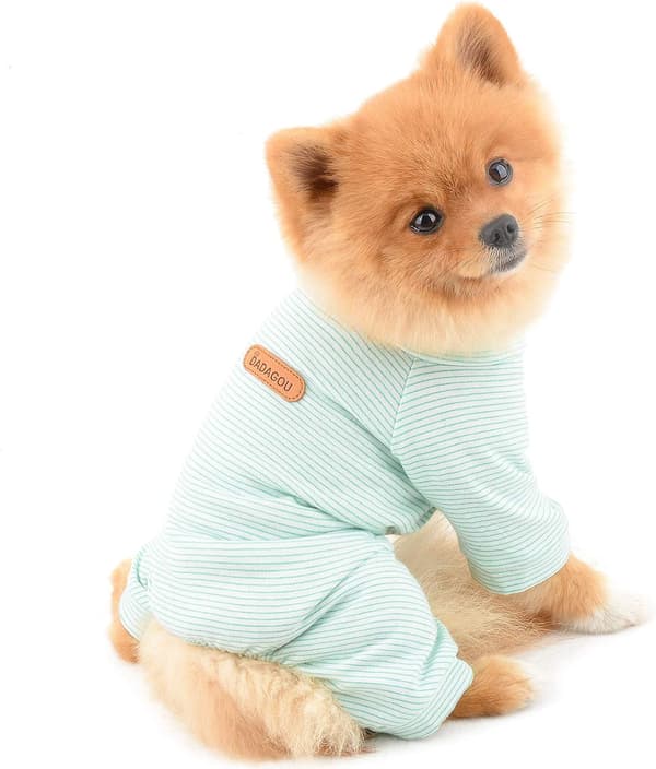 Stribede bomulds pyjamas til hvalpe katte drenge piger hvalpe jumpsuits indendørs pullovers til York Chihuahuas, 10377