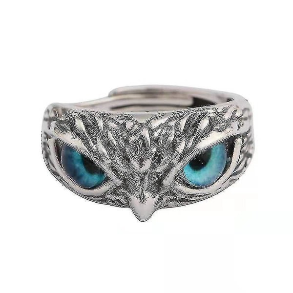 925 Silver Trim Retro Ring Owl Ring