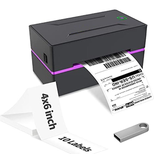 Termisk etiketprinter, forsendelsesetiketprinter, 4x6 direkte termisk etiketprinter, kommerciel termisk etiketmaskine, kompatibel med Windows og mac