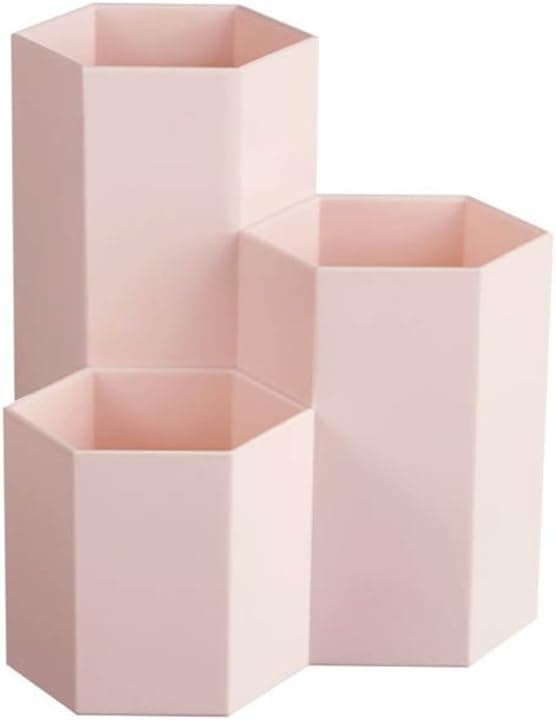 Hexagonal Pennhållare Behållare Plast Pennlåda Kontorsförvaringslåda Student Kontorsmaterial Rosa A