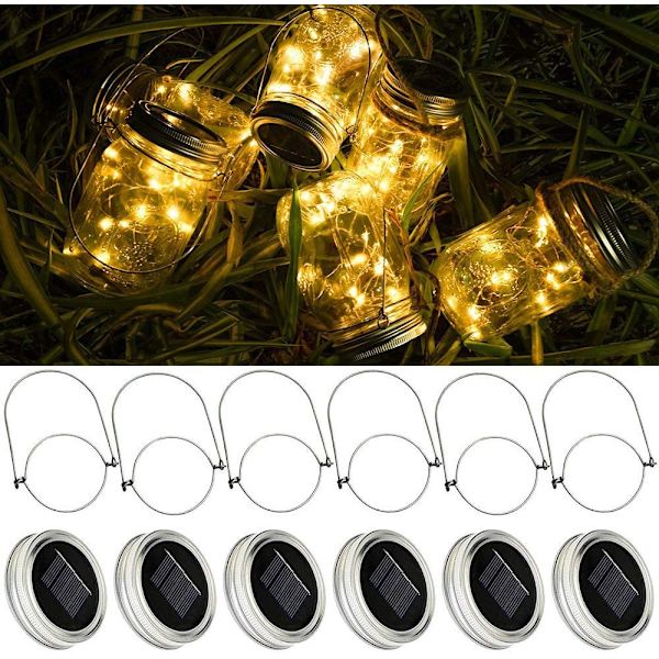 4 Pak Udendørs Solcellelamper 30LED Mason Jar Lys Solenergi