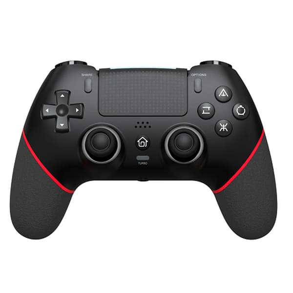 Röd Trådlös Bluetooth Gamepad med Touchpad & Mikrofon, Kompatibel med PS/PC, Dubbel Vibration