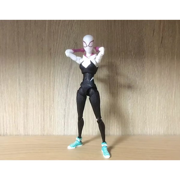 Med butikkboks; edderkoppheltinne actionfigur, samlemodell for samlere