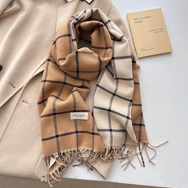 Vintervärme Lyxiga Märken Klassisk Engelsk Stil Dam Scarf Mode Rutiga Dubbelsidiga Scarves Fransar Sjal Pashmina Dam 1