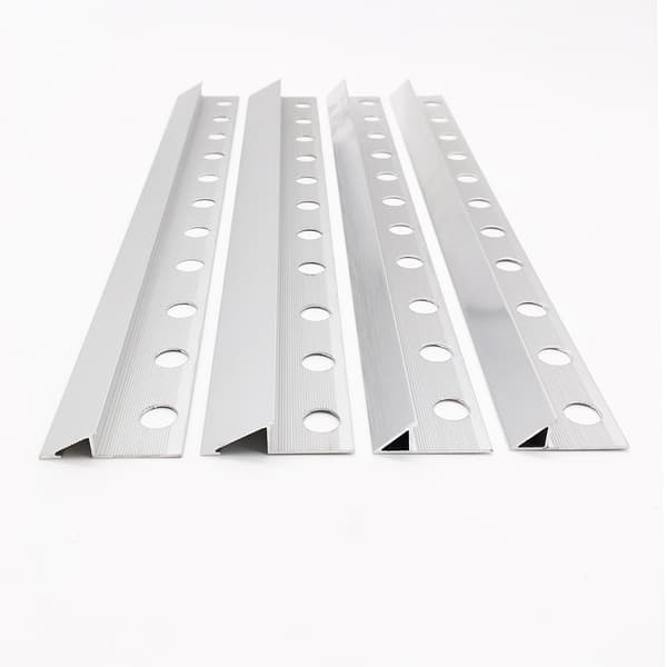Aluminium L-formad kakelprofil, silver, 4 st, 125 cm, 1 cm