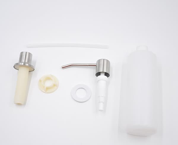Køkkenvask Sæbedispenser, 350ML Køkken Rustfrit Stål Indbygget Vaskemiddeldispenser, Genopfyldelig Sæbedispenser med 360° Roterende Pumpe B