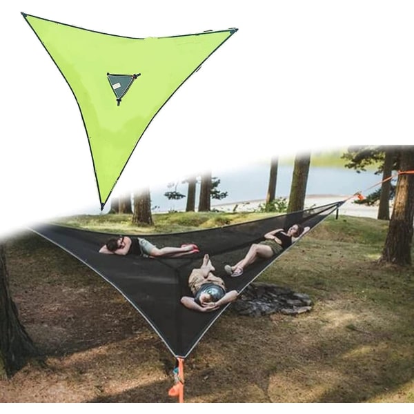 Air Multi - person triangel hängmatta bärbar Mesh Tyg hängmatta luft Trädtält fritidsnätsäng（2.8*2.8M）