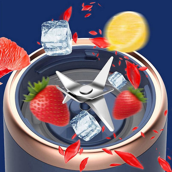 Blades Juicer Blender Med Juicer Cup och Lock Bärbar USB Uppladdningsbar Liten Frukt Juice Mixer Machine