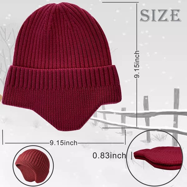Vinterhue med Øreklapper Uldne Huer Hovedvarmer Beanies til Mænd og Kvinder Udendørs 4