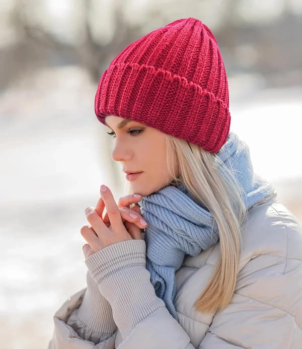 Dames Vinter Beanie Hat, Varmt Beanie Hat til Kvinder, Løst Elastisk Strikket Fleeceforet Beanie Hat 4