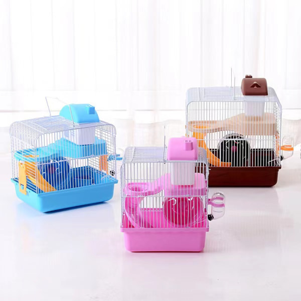 Hamster cage Small castle Luxury villa cage Double hamster nest Golden bear cage (blue)